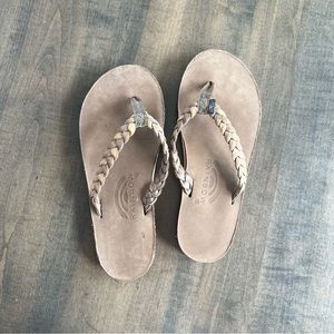 Rainbow Twisted Sister Leather Sandals Braided